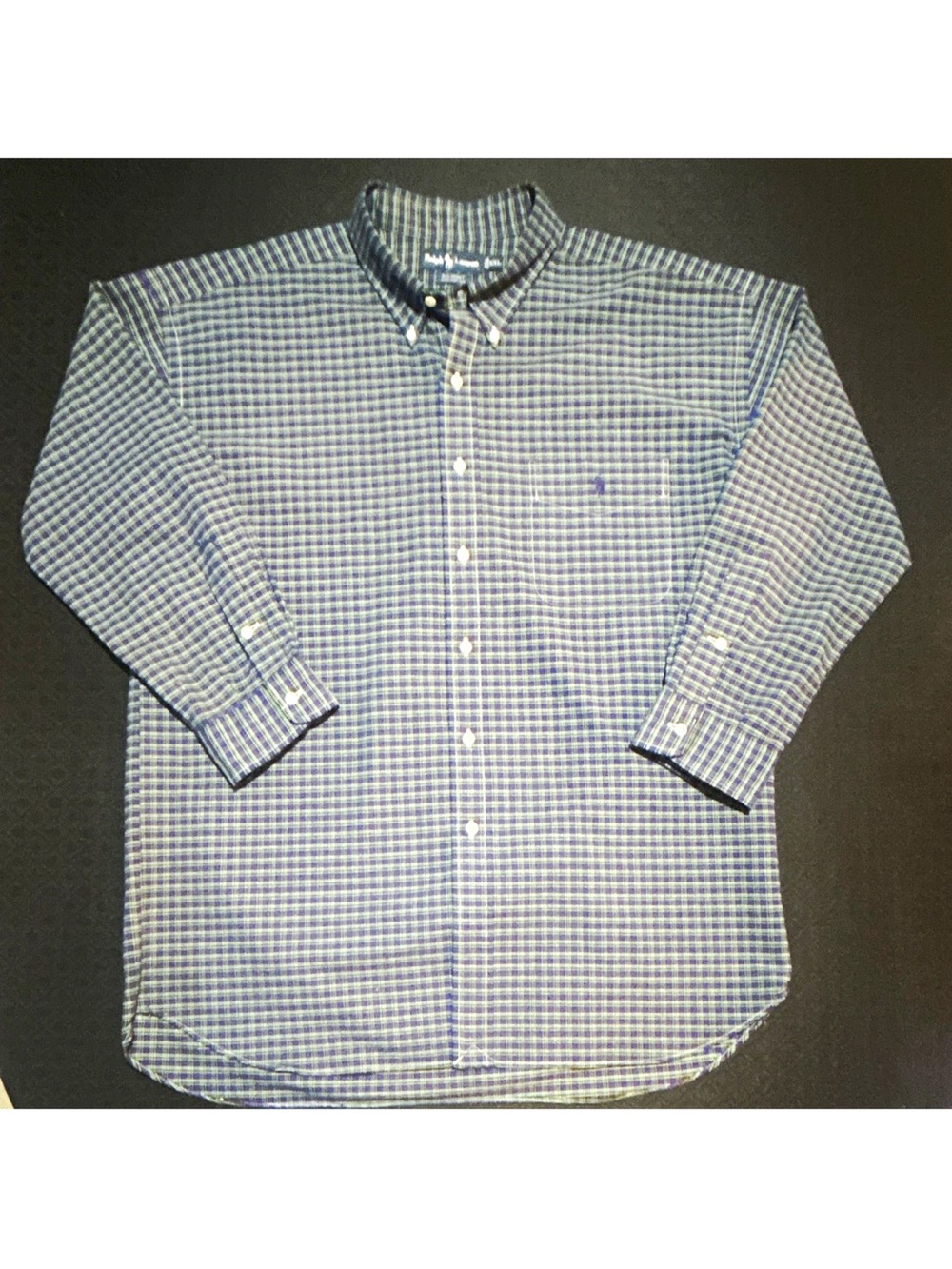Ralph Lauren Polo Blue and White Checked Button-Down Shirt